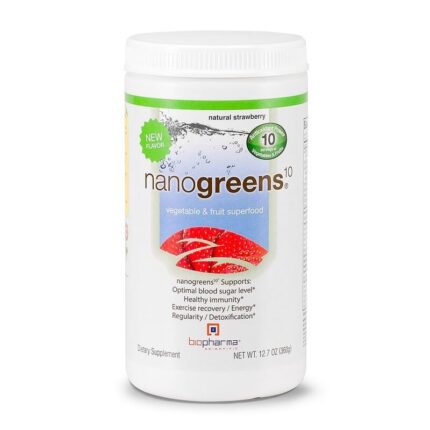 Biopharma Scientific NanoGreens Vegetable & Fruit Superfood Strawberry Flavor - 12.7 Ounce